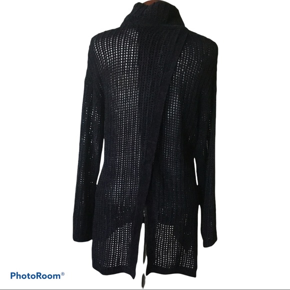 Elie Tahari Open Knit Fishnet Mock Neck Sweater - Picture 4 of 7